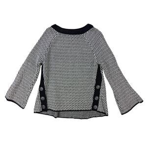 LOFT Women’s Black White Knit Sweater Button Detail Size Medium